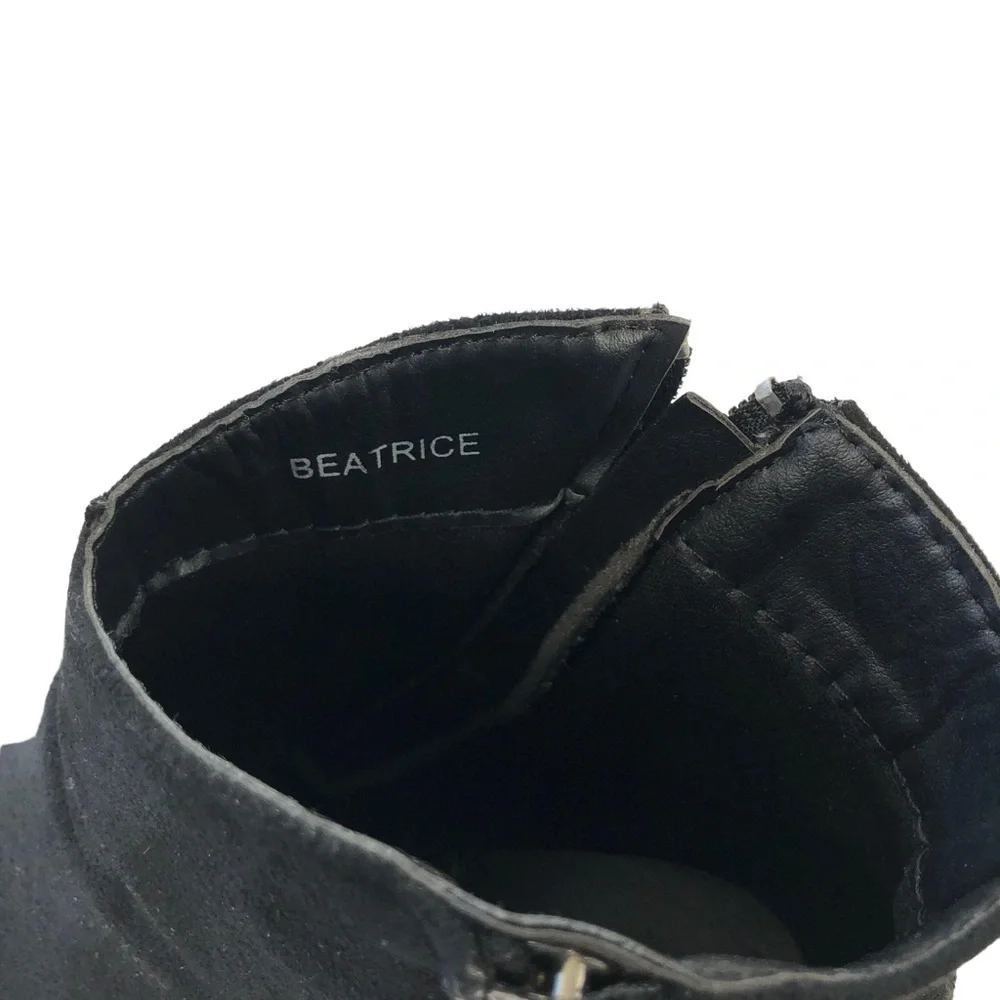 Hot Kiss Beatrice Heeled Ankle Boots Bootie size 8 with Double Zipper in Black
